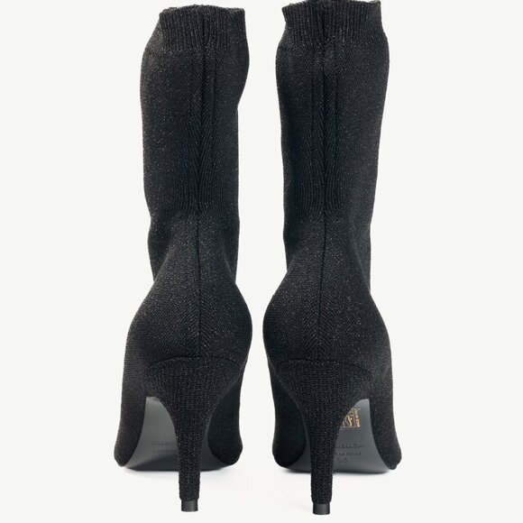 Balenciaga Knife 80 Black Glittered Stretch-Knit Ankle Boots - Picture 3 of 9